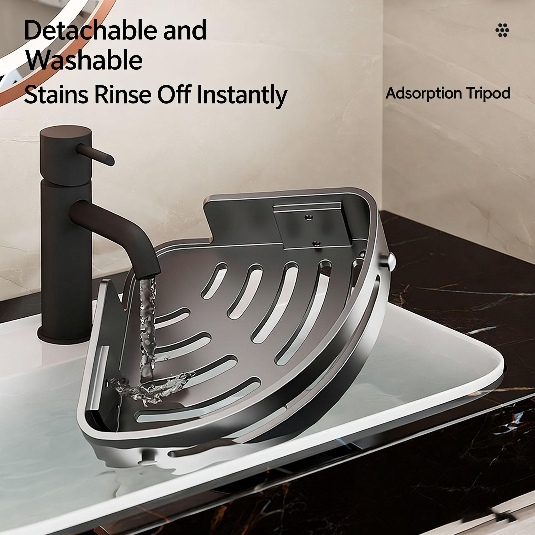 3-Pack Gun Abs Triangular Suction Cup Shower Caddy, 3-Tier Corner Shelves, No Drilling Bathroom Organizer, 40lbs Load Capacity, Bathroom Accessories Organizer