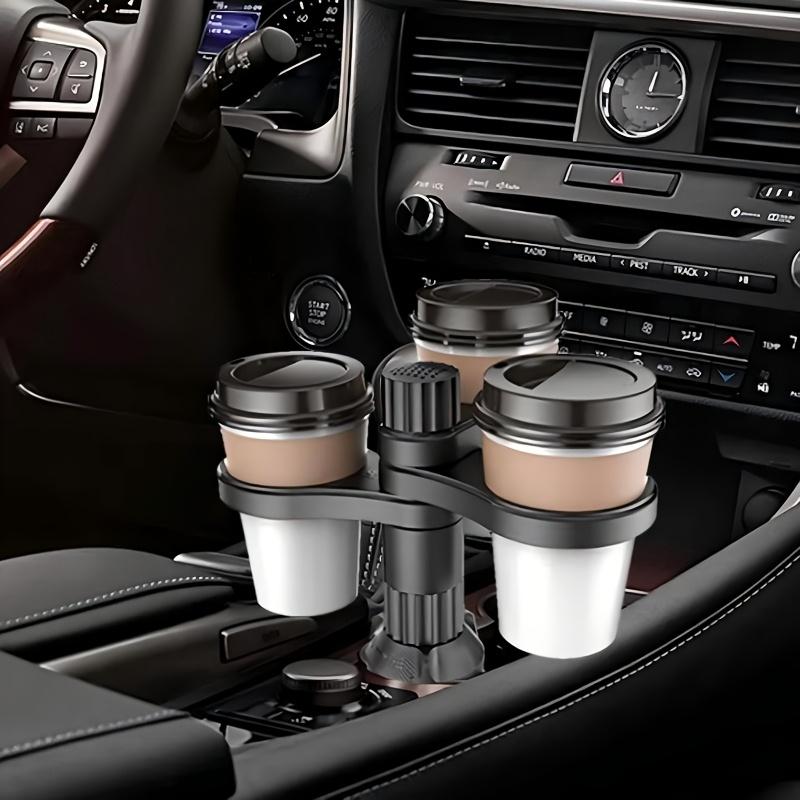 Multi functional 3-in-1 car cup holder extender, 3-layer car cup holder recessed extender adapter, with adjustable base, 360 degree rotating beverage and coffee cup holder, compatible with small/medium cups