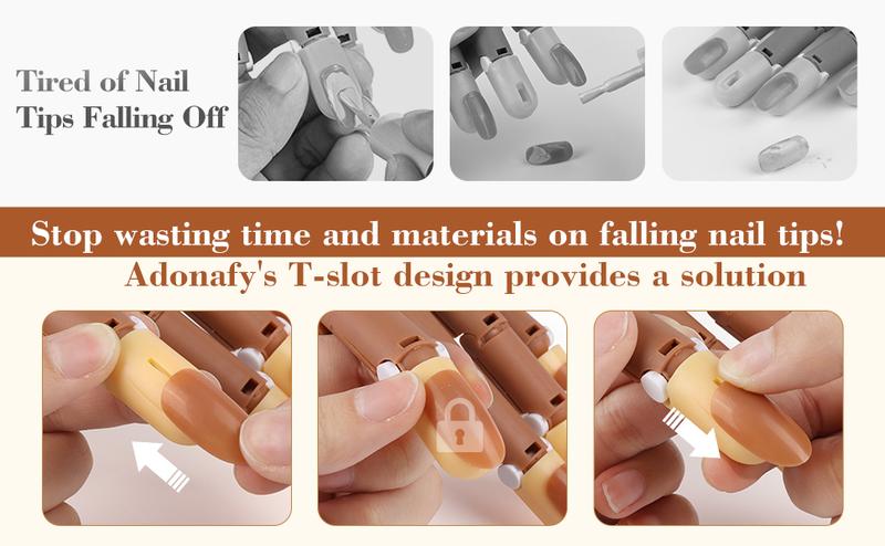 Practice Hands Kit for Acrylic Nail, Removable Nail Model Hands, Manicure Hands for Beginners to Practice, Comes with 200 Nails