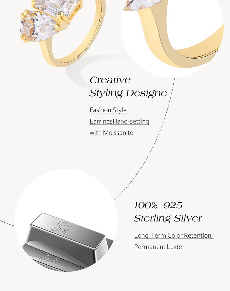 Gorgeous 4CT Octagon Cut 3CT Pear Shape Synthetic Moissanite Ring for Women Engagement  Wedding  Anniversary  Jewelry R208