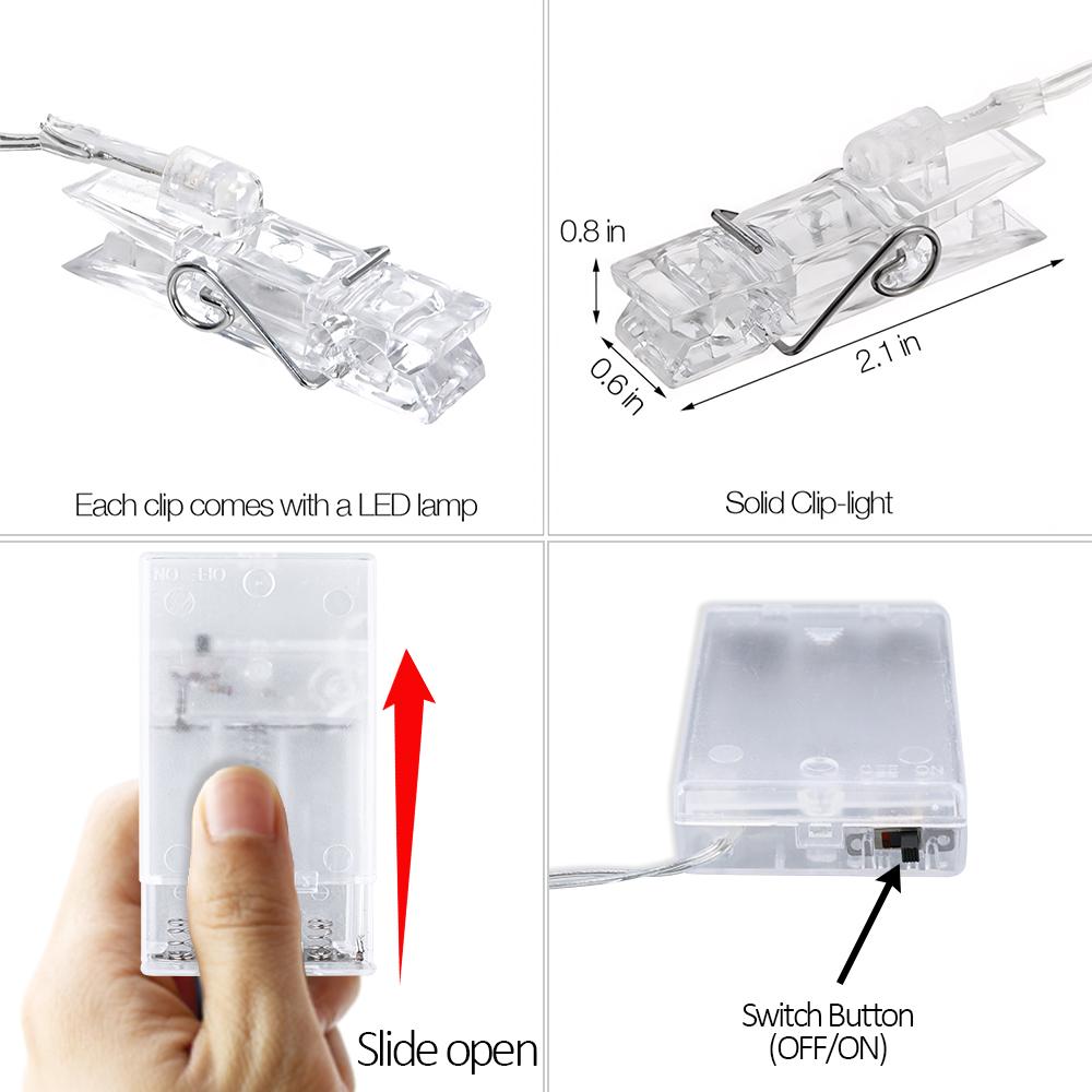 Photo Clip LED String Light, Warm LED String Light with On/Off Control, Decorative Light for Bedroom, Dormitory, Party, Wall Decor