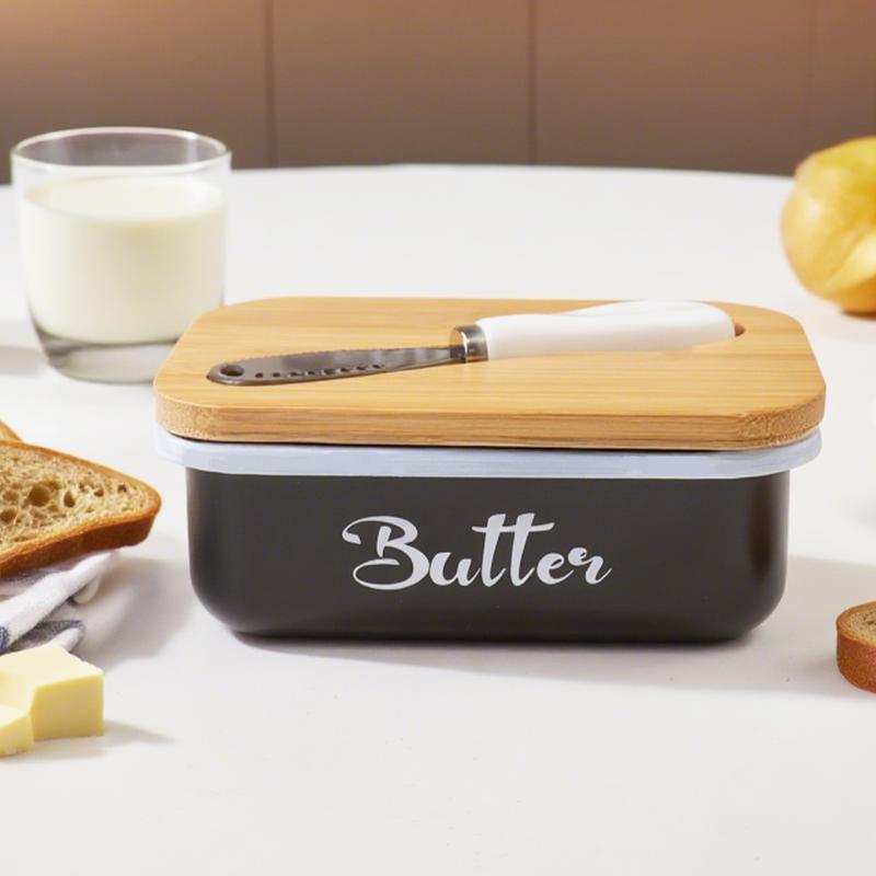 Large Iron Butter Dish with Lid & Built-in Knife Slot - Airtight Silicone Seal, Easy-Clean Butter Keeper - Elegant Countertop Organizer for Kitchen, Dining Table - Perfect Christmas, Halloween, Easter Gift for Butter Lovers (Dishwasher Safe)