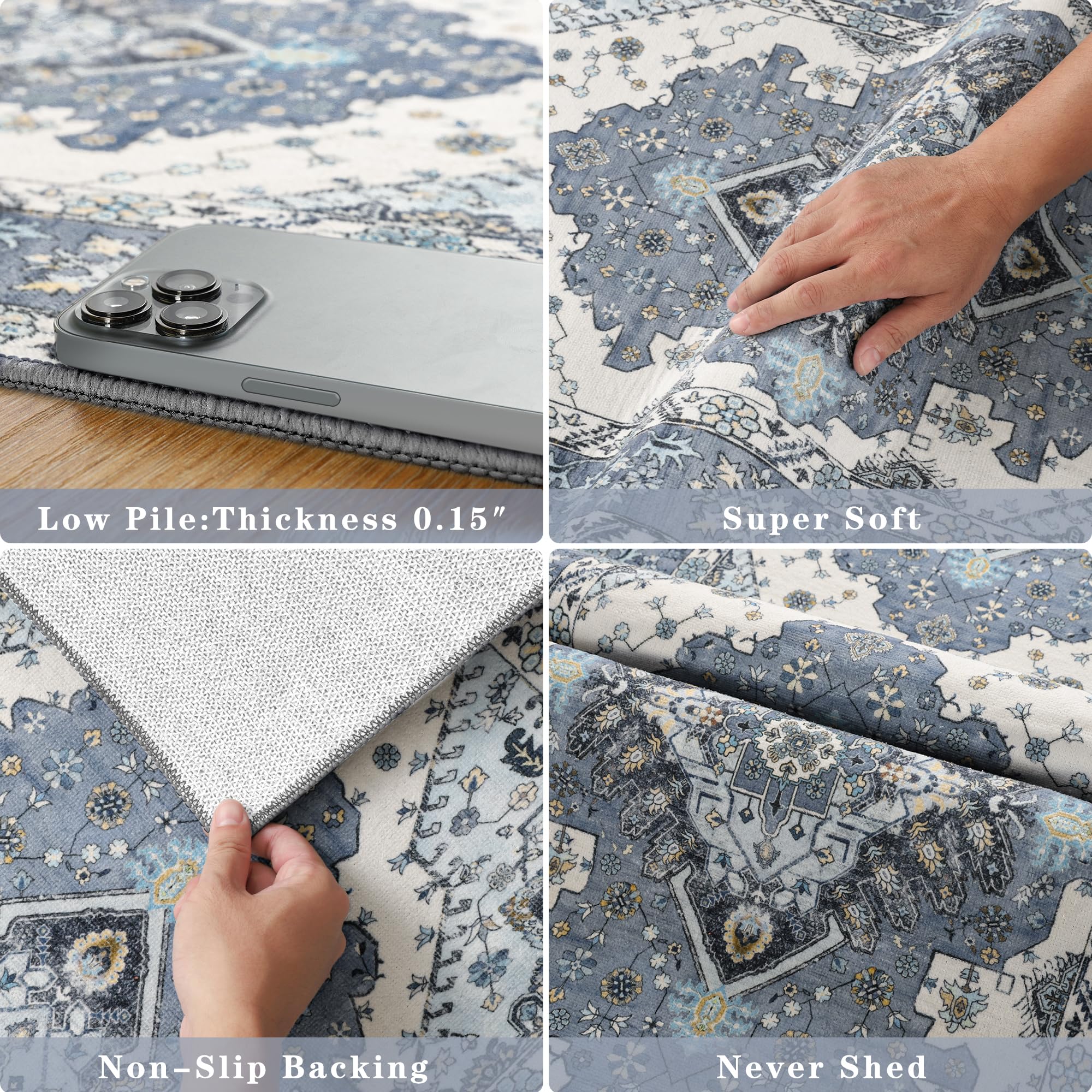 Machine washable vintage area rug, non-slip low-pile large rug for living room, bedroom, farmhouse, dining room, colors: black, orange, beige, grey, blue, sizes: 5x8, 7x10, 9x11 ft Machine washable vintage area rug, non-slip low-pile large rug for living room, bedroom, farmhouse, dining room, colors: black, orange, beige, grey, blue, sizes: 5x8, 7x10, 9x11 ft