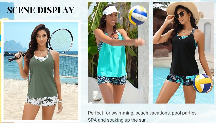 Daci Tankini Swimsuits for Women-2026 Bathing Suits Two Piece Swimwear with Shorts for Tummy Control