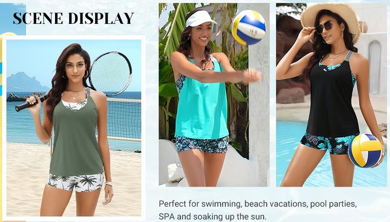 Daci Tankini Swimsuits for Women-2026 Bathing Suits Two Piece Swimwear with Shorts for Tummy Control