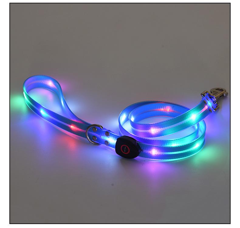 【Pet Essential】USB rechargeable luminous leather belt LED flashing collar with adjustable brightness, extremely cool. christmas  collar ball toy Adjustable LED harness