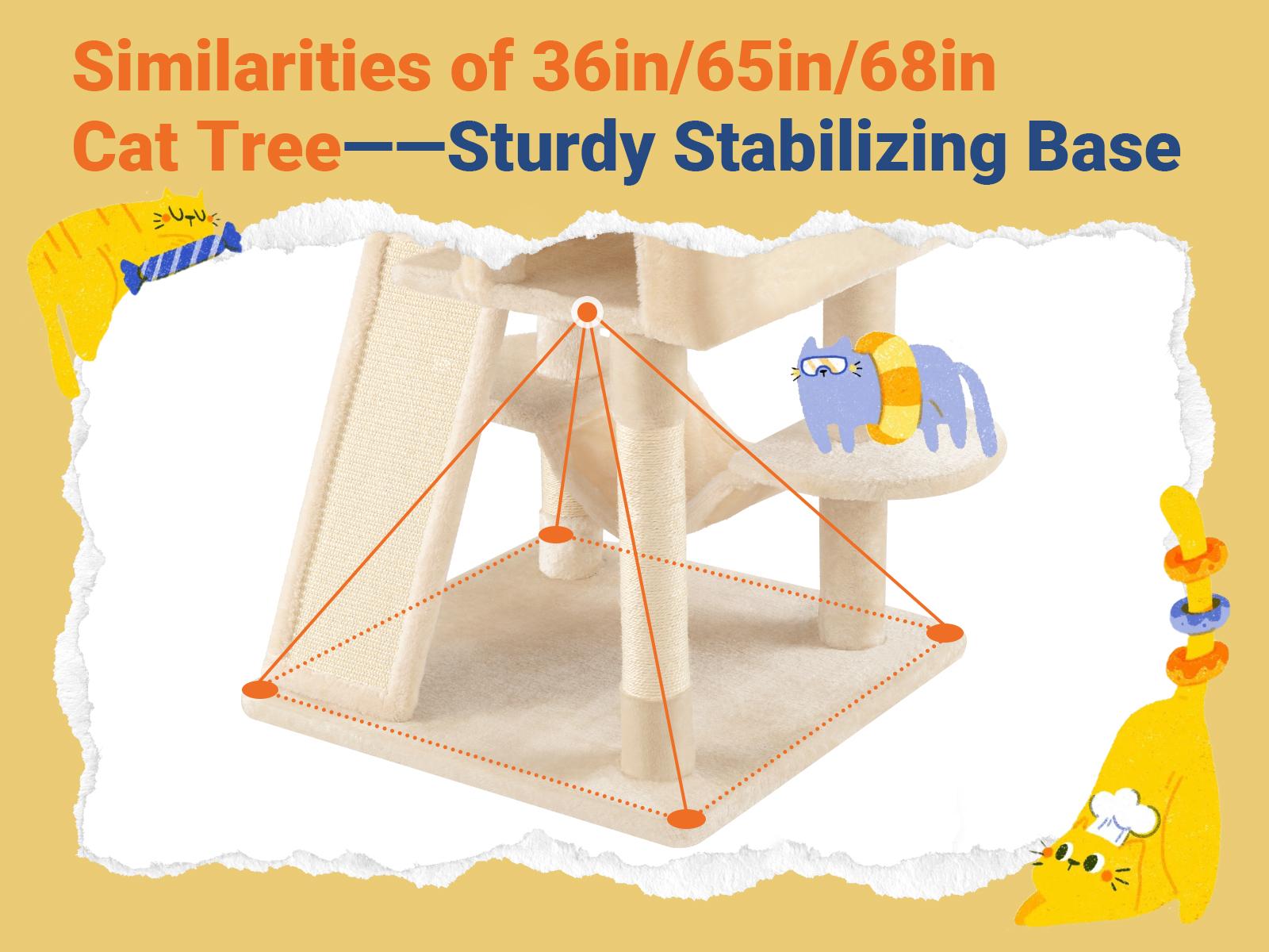 Allewie 36in/65in/68in  Multi-Level Tall Cat Tree for Indoor Cats/Larger Tower with Wide Base/Cozy Plush Cat Perches/Cat Condo with Hammock/Sisal Scratching Posts#TikTokShopfalldealsforyou