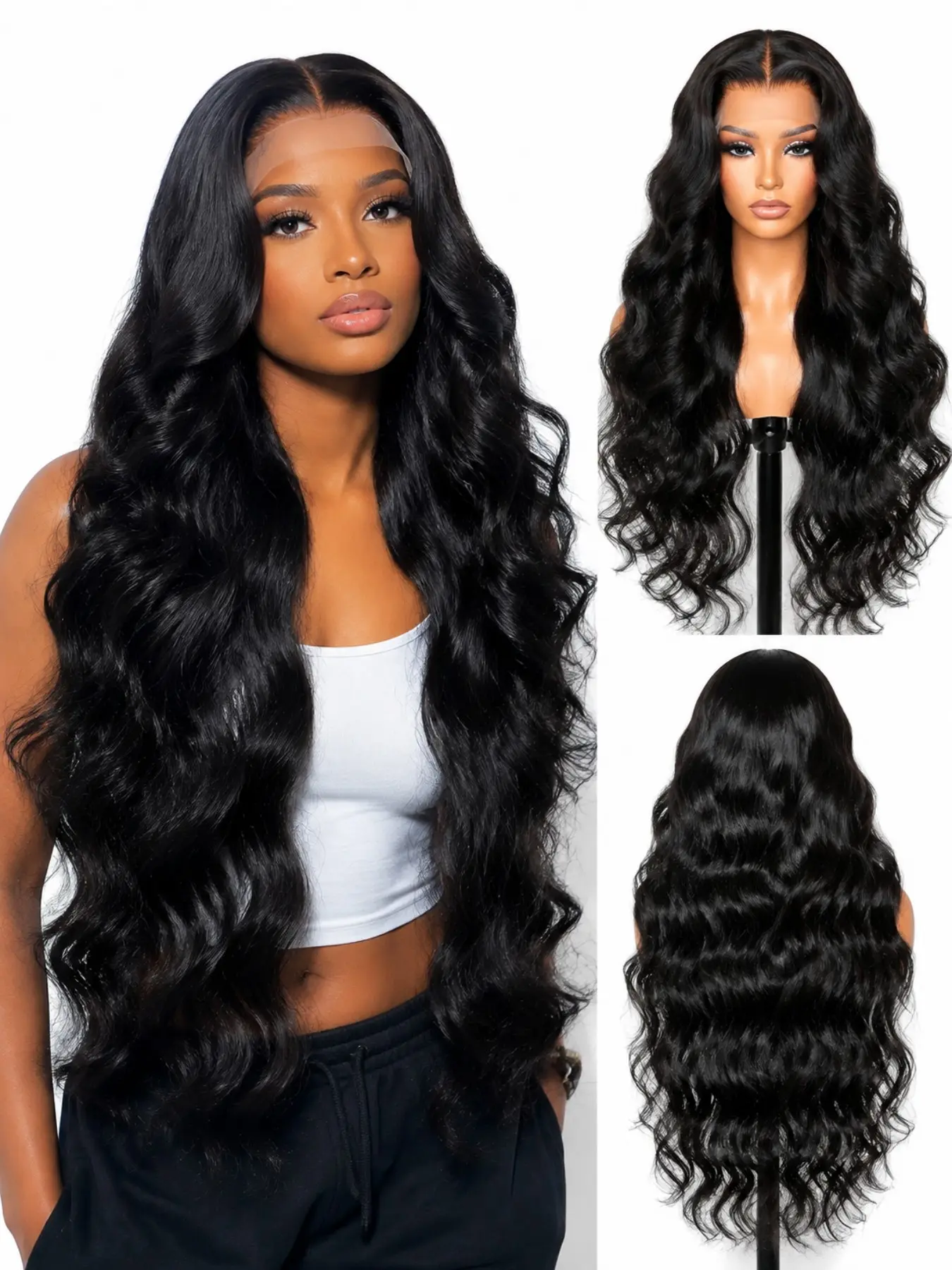 13x4 Lace Front Wig, Deep Wave Natural, High Density 180%, Pre-Trimmed Hairline, Soft Voluminous Long Wavy, Deep Wave Curls, Perfect for Holidays