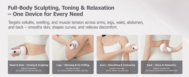 Handheld Body Massager for Legs & Belly - Lymphatic Drainage & Anti Cellulite Tool with Heat, Vibration - Electric Sculpting Machine Reduces Stretch Marks + Cellulite White Detox Gift Handheld Body Massager for Legs & Belly - Lymphatic Drainage & Anti Cellulite Tool with Heat, Vibration - Electric Sculpting Machine Reduces Stretch Marks + Cellulite White Detox Gift