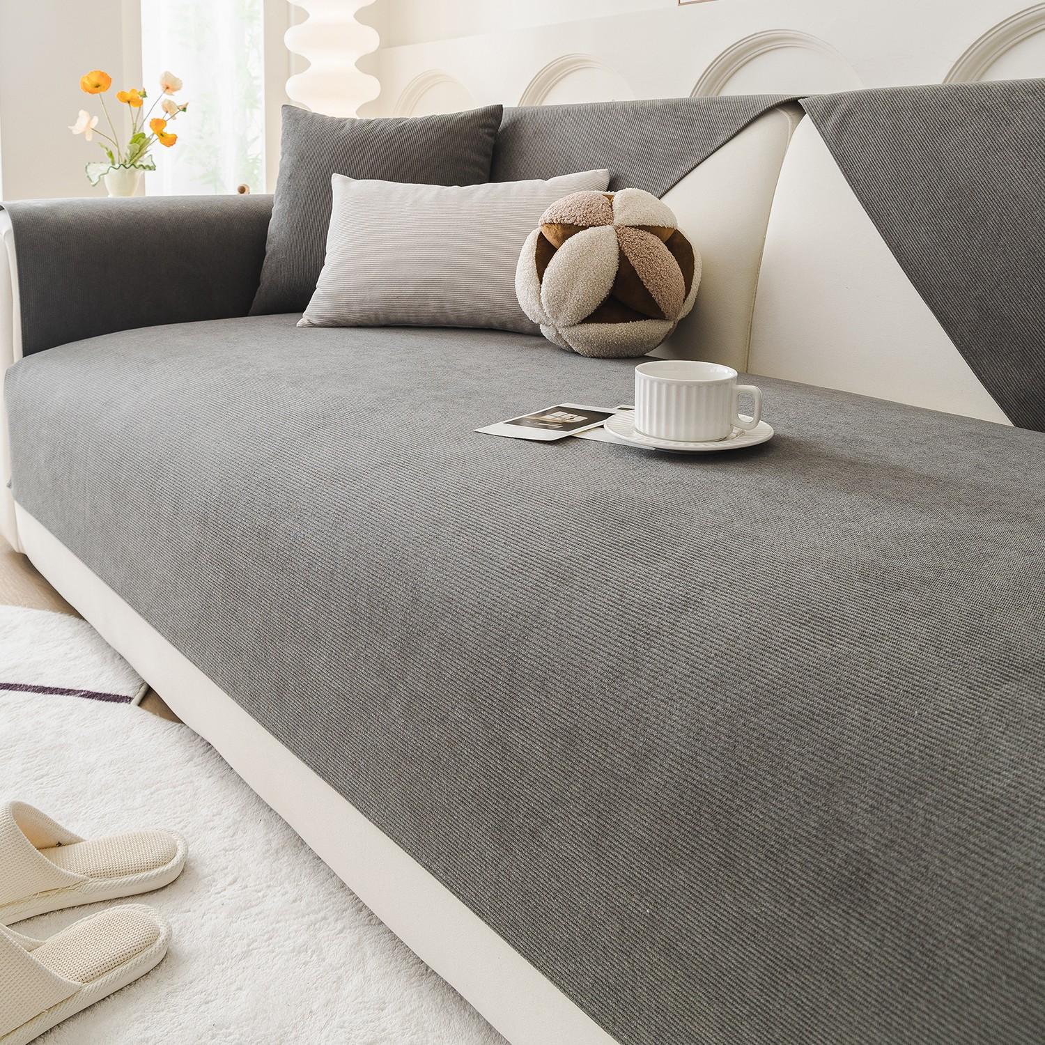 chenille waterproof sofa cushion, Sofa Protector, Soft Sofa Protector, Elastic Sofa Slipcover, suitable for all seasons, with a French cream style, anti-slip and cat scratch resistant, machine washable, for home decoration