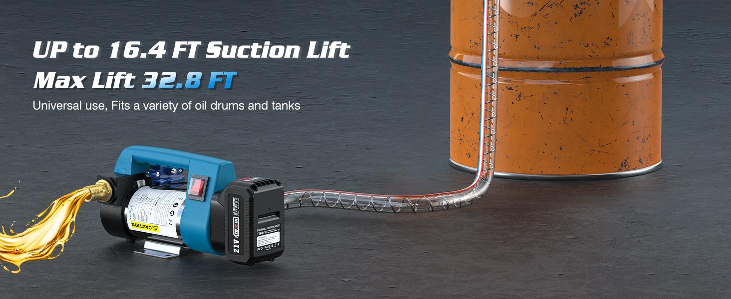 SEESII Fuel Transfer Pump Battery Powered, 21V Cordless Diesel Transfer Pump with 2X4.0Ah Battery, 12GPM Portable Self-Priming Diesel Pump Kit with Auto Shut Off Nozzle&Hose for Diesel,Kerosene, LD88 Black Friday Deals