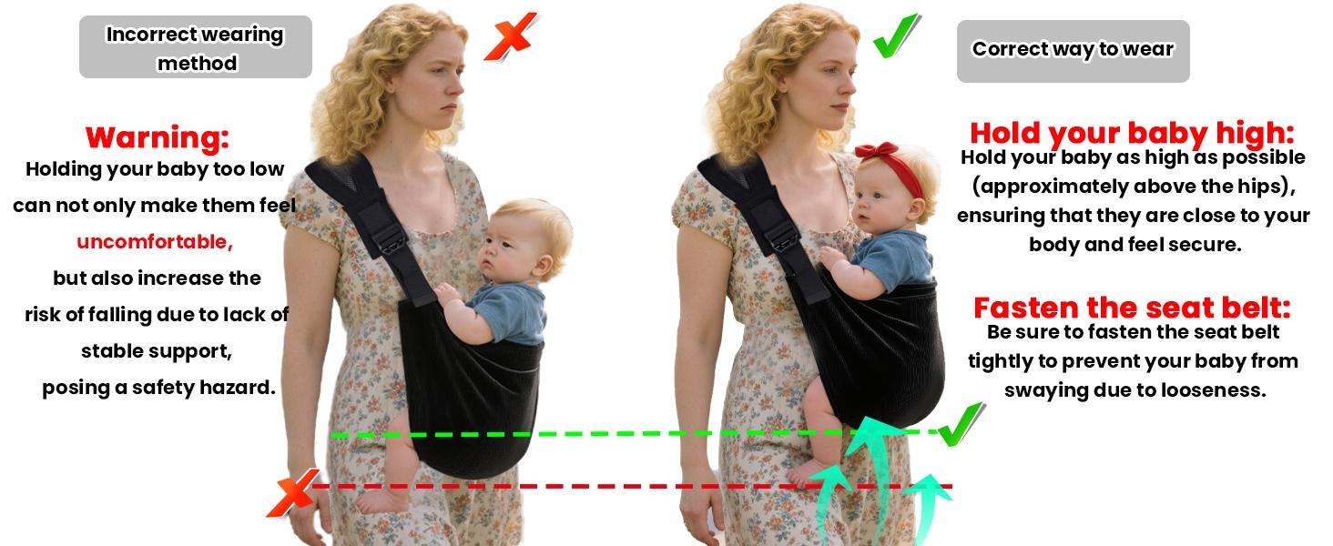 Baby Sling Carrier Adjustable Baby Sling 2026 Upgraded Toddler Sling Comfortable Baby Wrap Carriers Ergonomic-Designed Travel Friendly Carrying 10-45 Lbs