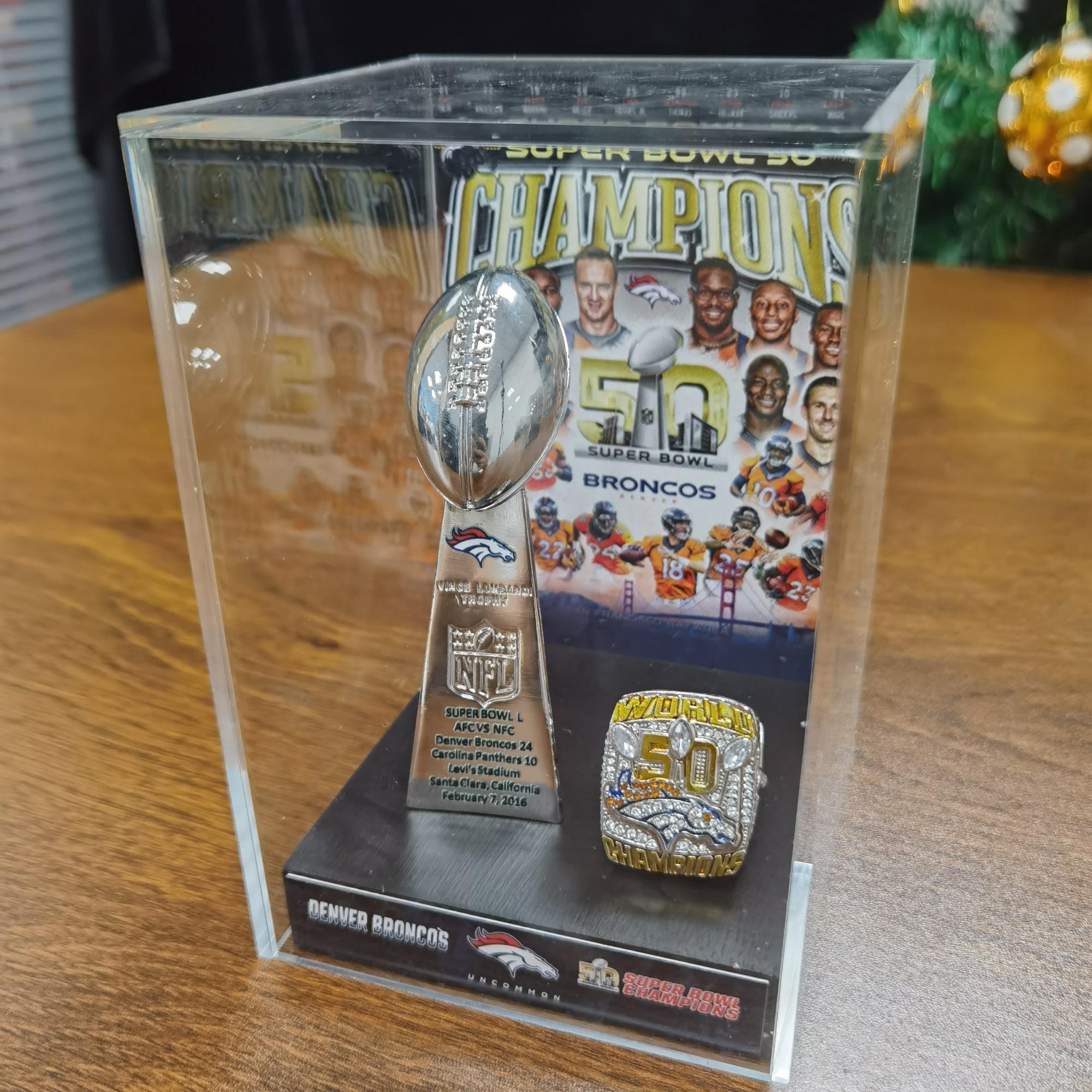 Football Champion Trophy Set, Perfect Broncos Display Case, High-Quality Design, Sports Collectible, Ideal Gift for Sports Enthusiasts, Christmas & Birthday Present 1998/1999/2016