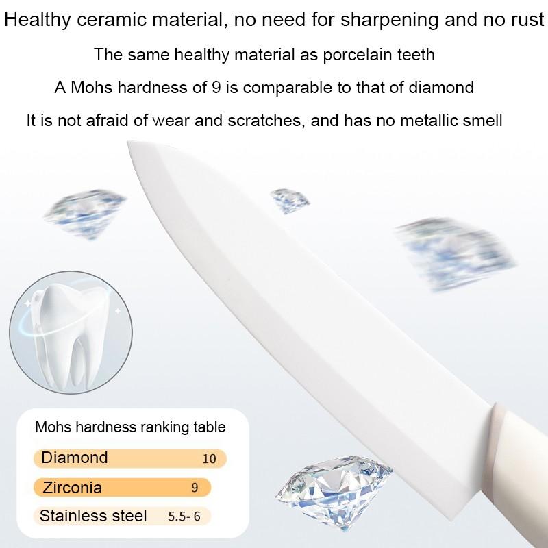 1/2 set of kitchen knives - ceramic knives, chef's knife, household sharp fruit knife, kitchen knife for cutting meat and vegetables, slicing knife for women, baby food knife set, with knife sheath, Kitchenware