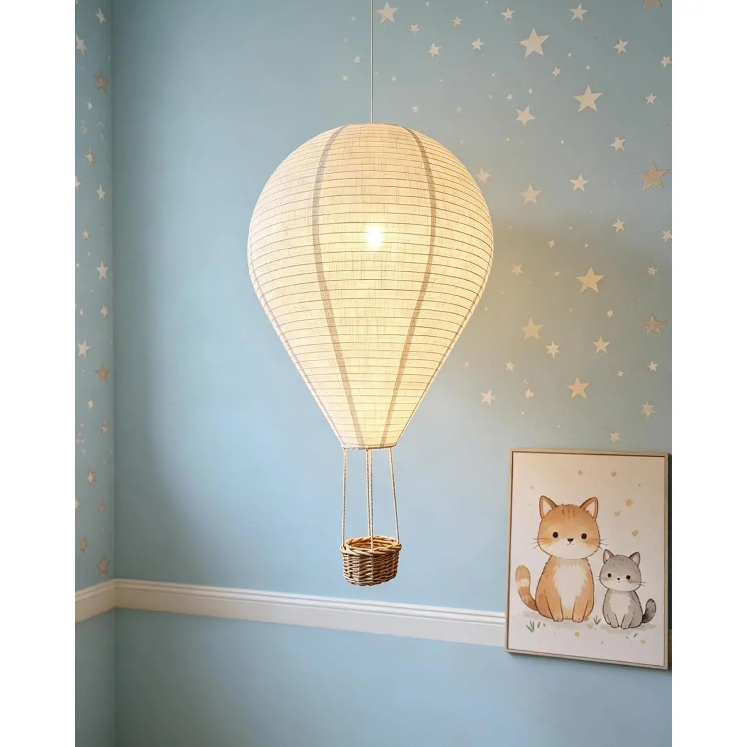 16inch Handmade Hot Air Balloon Lantern Hanging Pendant Light Shade for Children's Rooms, Corridors and Living Rooms Decor