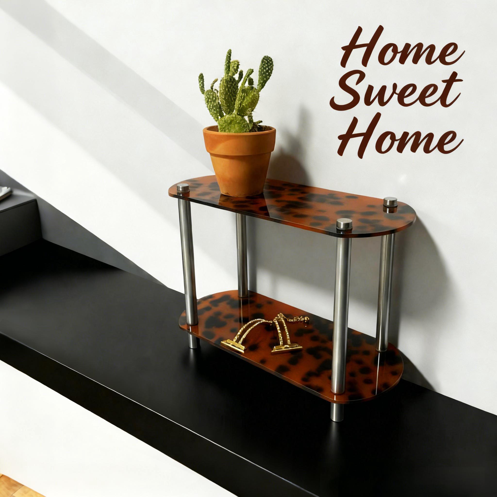 Tortoiseshell Acrylic Two-Tier Shelf, Vintage Perfume Organizer, Bathroom Countertop Tray, Desktop Coffee Cup Holder