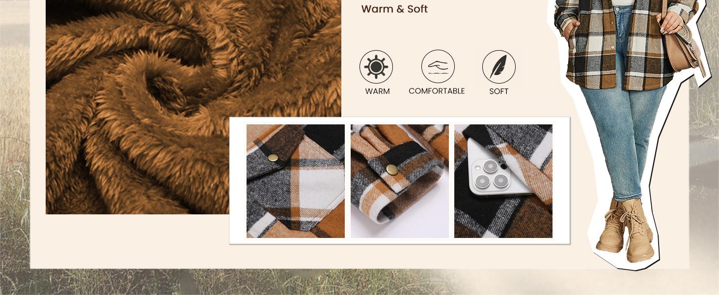 Plus Size Women Flannel Plaid Shacket Jacket Long Sleeve Button Down Fleece Hooded Jackets Fall Winter Coat Plus Size Women Flannel Plaid Shacket Jacket Long Sleeve Button Down Fleece Hooded Jackets Fall Winter Coat