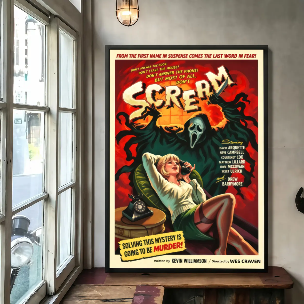 Scream Movie Vintage Horror Slasher Canvas Poster - Unframed Print, Black Aluminum Frame Option, Retro Cinema Home Decor for Bedroom, Cool Gift for Horror Fans, Demon Slayer Themed Wall Ornament
