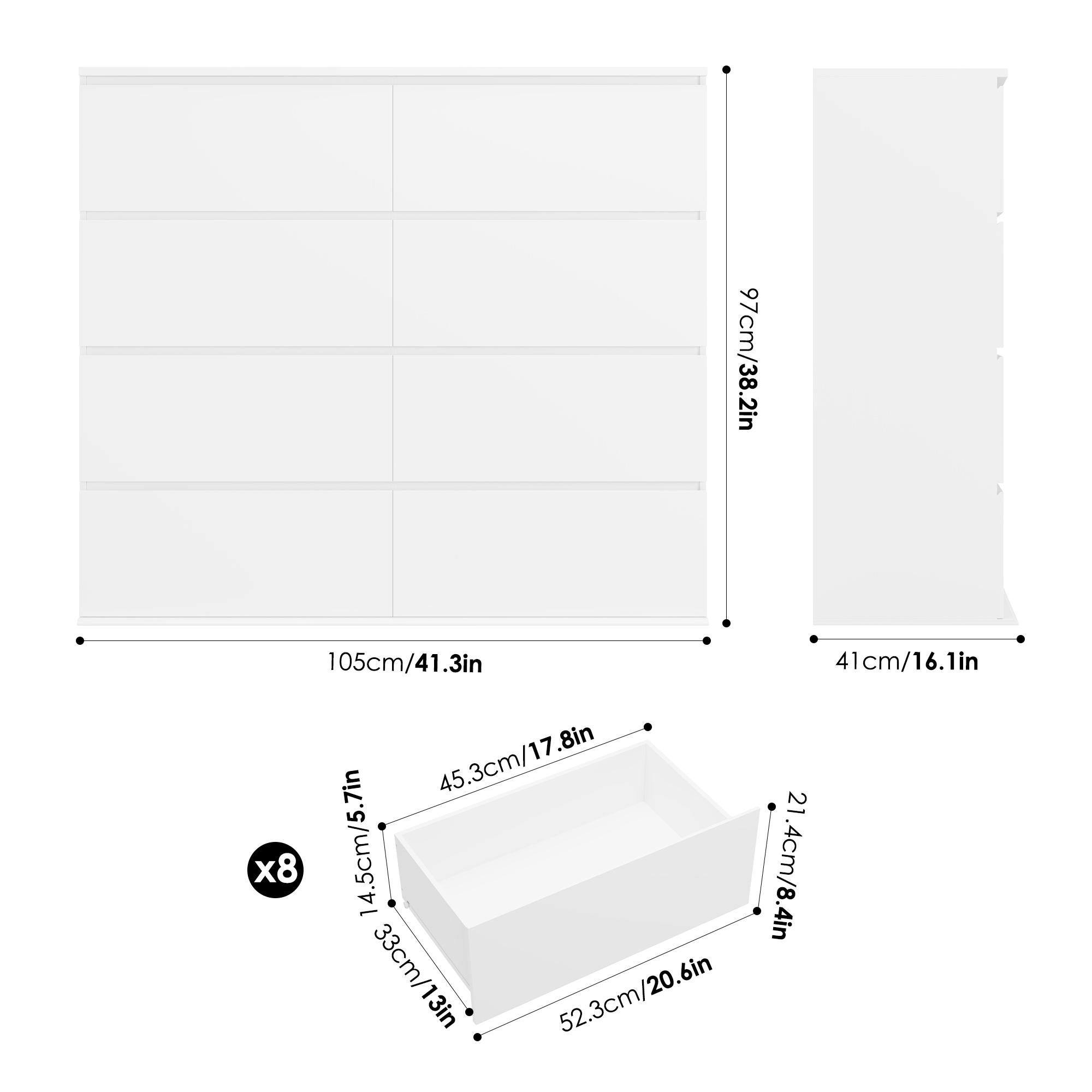 FOTOSOK 8 Drawer Dresser for Bedroom, Modern Wood Dressers with Deep Drawers for Living Room