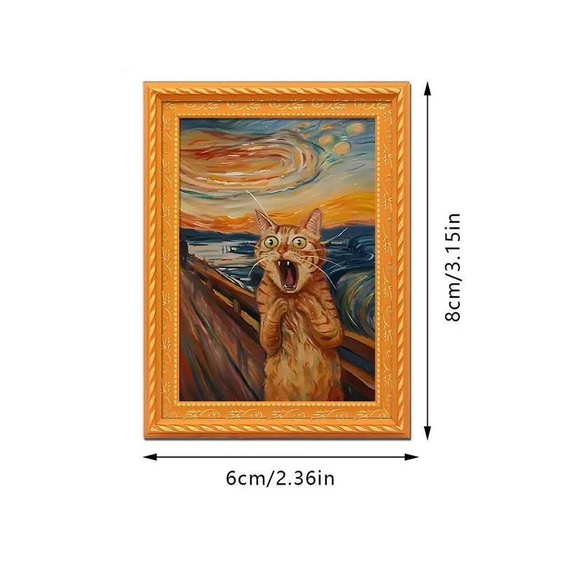 1pc/2pcs Cat Refrigerator Magnet-Cat Series, Screaming Kittens, Orange Cats and Black Cats, Durable Bamboo Materials, Perfect Home and Office Decoration, Holiday Gifts, Kitchen Accessories, Kitten Magnetic Refrigerator Stickers, Wooden Retro Refrigerator