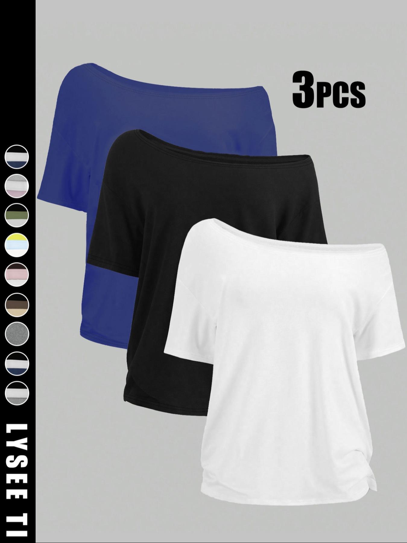 Women's Solid Color Tee, Casual Basic Short Sleeve T-shirt for Daily Wear, Ladies Clothes for All Seasons