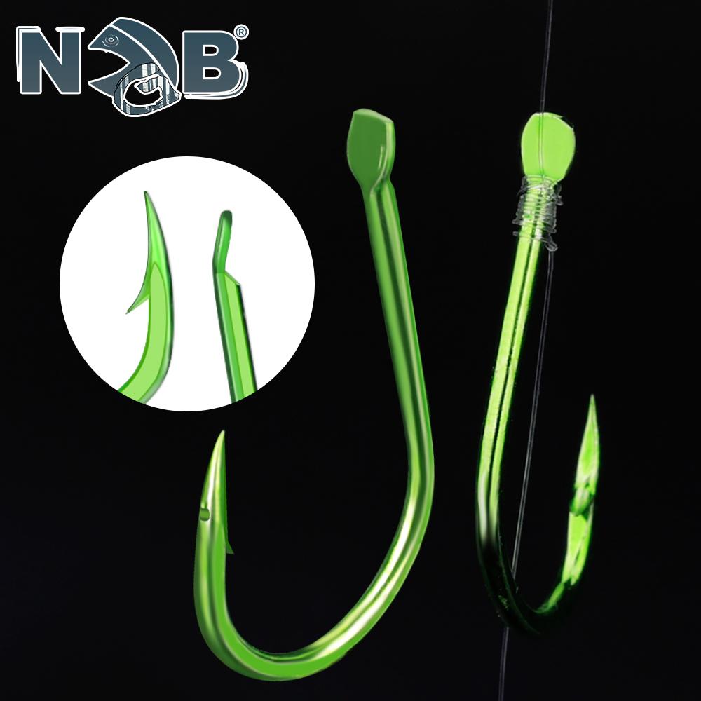 FTK Ise-Ni Fishing Hooks, Fluorescent Green, Flattened, 100pcs Stainless Steel, High-Carbon Steel, Barbed