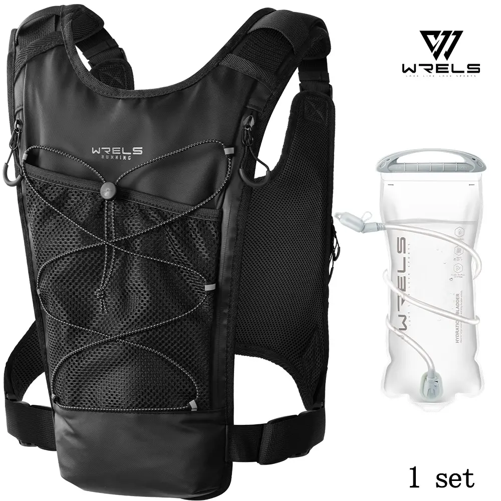 WRELS Running Hydration Backpack with Water Bladder Set,Breathable Water-Resistant Adjustable Trail Backpack,Large Capacity with Hanging Loop Sealed Soft Water Bladder