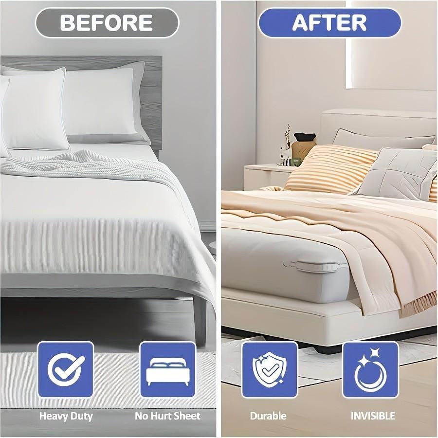 4-Piece Bed Sheet Holder Set, Durable PP Plastic Corner Straps, Adjustable Clips, Fits All Mattress Sizes, Compact Design, Easy Installation