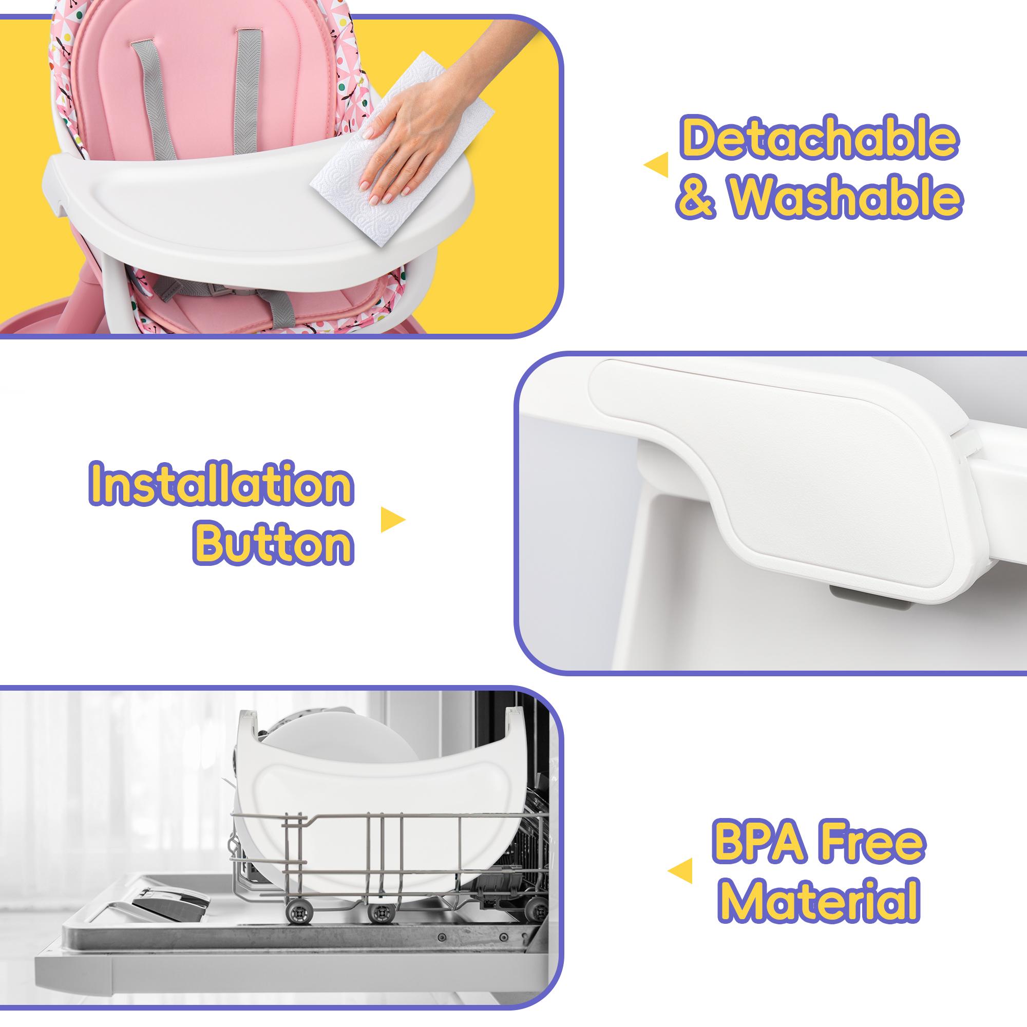 Topwin Adjustable Highchair – Modern Dining Chair with Removable Tray and Safety Harness, Fits Infants to Toddlers, for Mealtime or Playtime