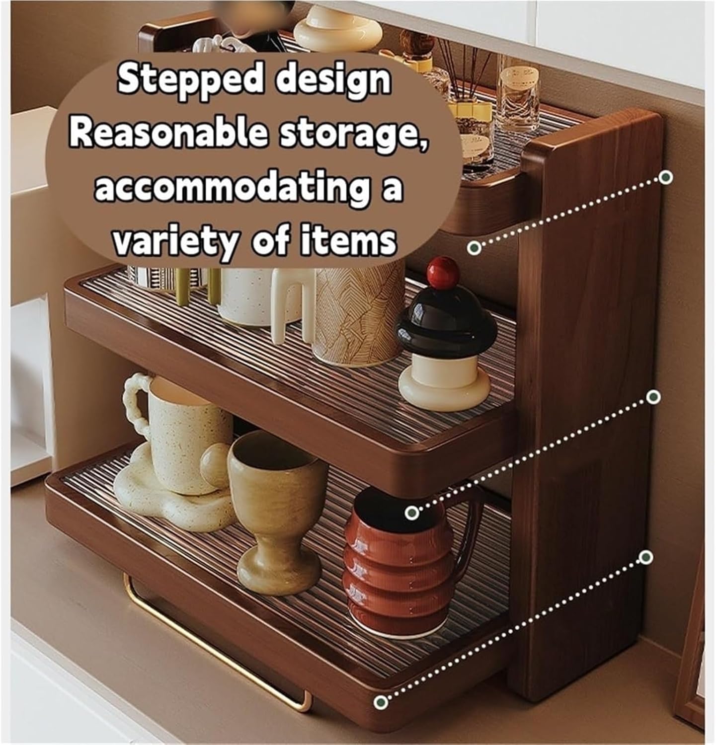 Three-Tier Mug Display Rack with Acrylic Base - Space-Saving Desktop Coffee Cup Holder, Modern Minimalist Shelf Suitable, Office, Cafe, - Shelf for Mugs, Cups, Tea Pots Storage, Standing Shelf