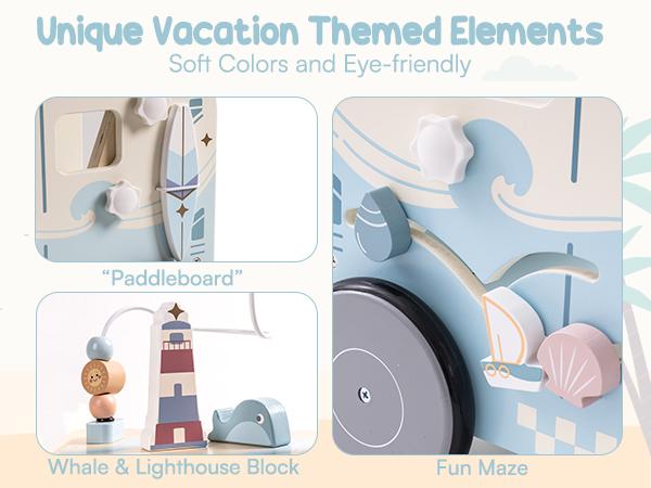 ROBUD Wooden Baby Walker, Baby Push Walker, Baby Activity Center Toys, Ajustable Speed Multi-Functional Baby Walker with Wheels for Boys and Girls