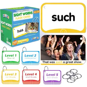 Sight Words Flash Cards, 350 Dolch & Fry High Frequency Site Words and Sentences for Pre-K, Kindergarten, 1st 2nd 3rd Grade, Educational Learning Cards Homeschool Supplies for Ages 3-9