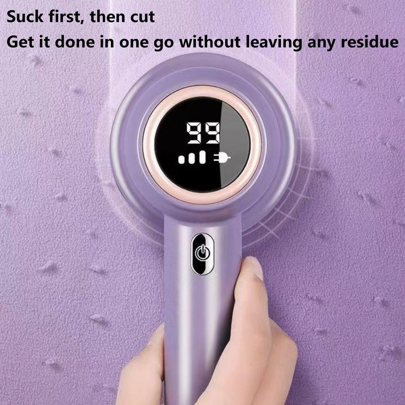 6-Pack Replaceable Blades Fabric Shaver, Rechargeable Portable Lint Remover with LED Display, Removes Pilling From Clothes, Furniture, and Blankets