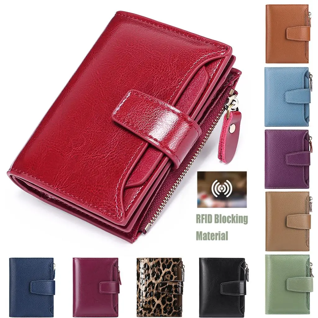 Women's RFID Trifold Wallet in Basic Chic Black Leopard Print, Compact PU Leather Billfold with Zipper Coin Pocket, Casual, Midnight Black, Fashionable Wallet, Trifold Wallets