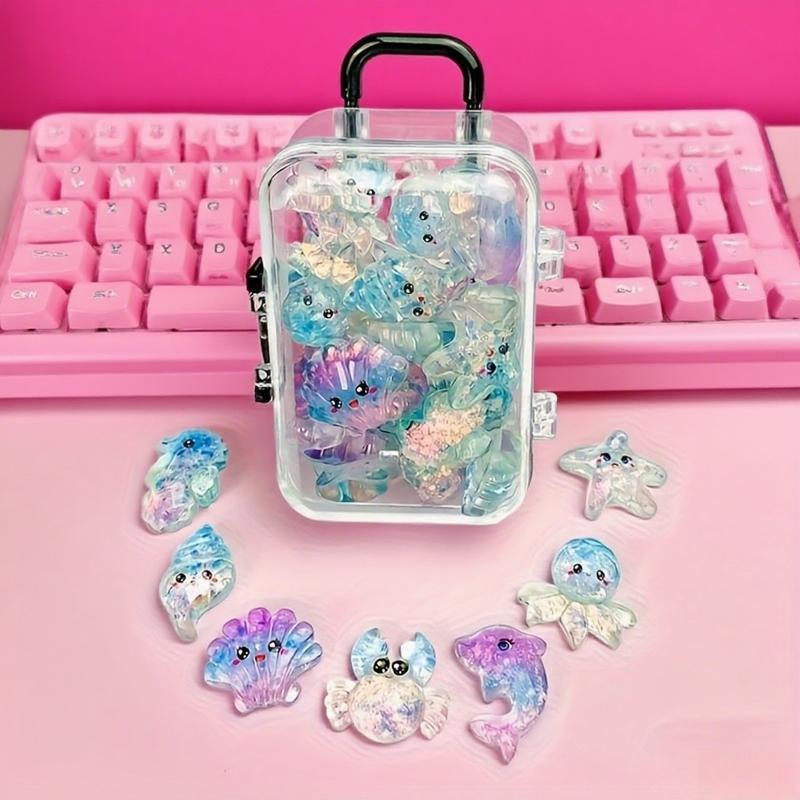 20-piece Mini Crystal Ocean Animal Decor Set, Decorative Figurines, Handmade DIY Ornament, Home Office Desk Decoration, Perfect Holiday Gift