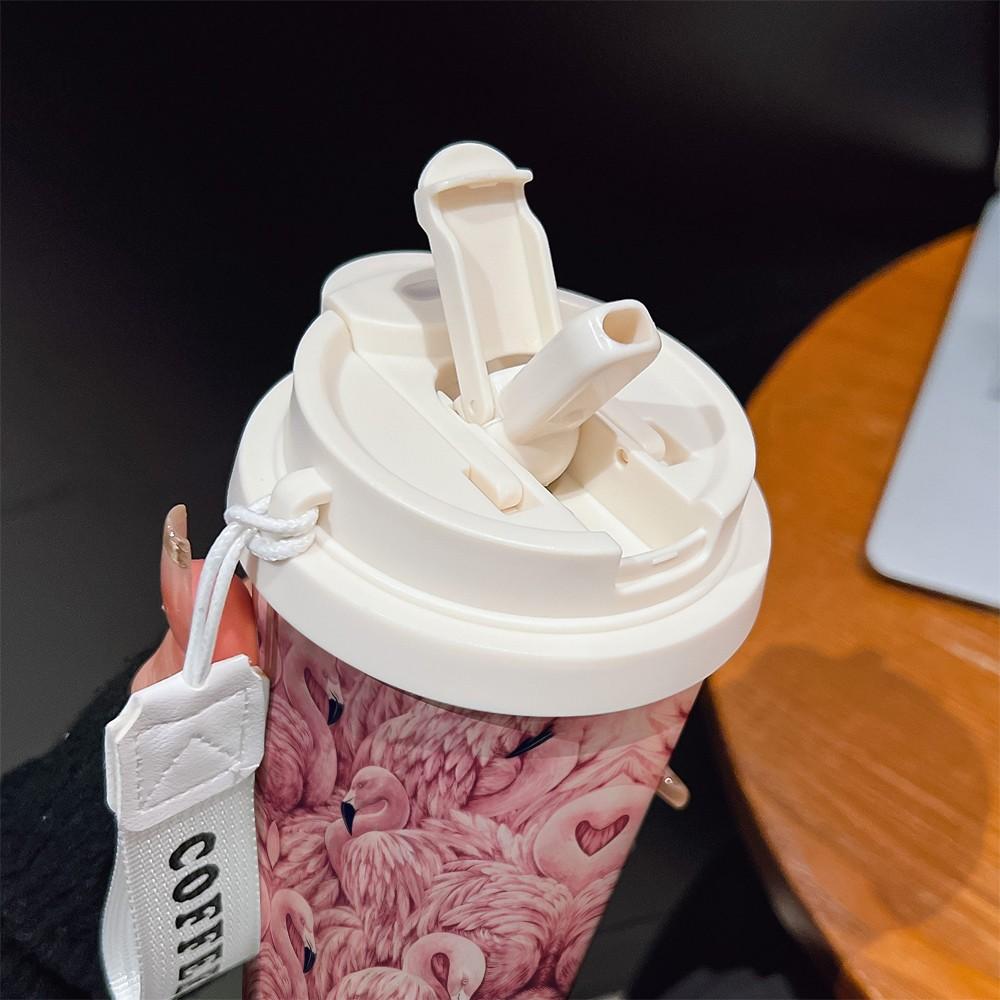 Abstract Peacock Pattern Coffee Cup, Portable Dual Drink Insulated Mug, Heat/cooling Travel Tumbler, Office & Outdoor Essential