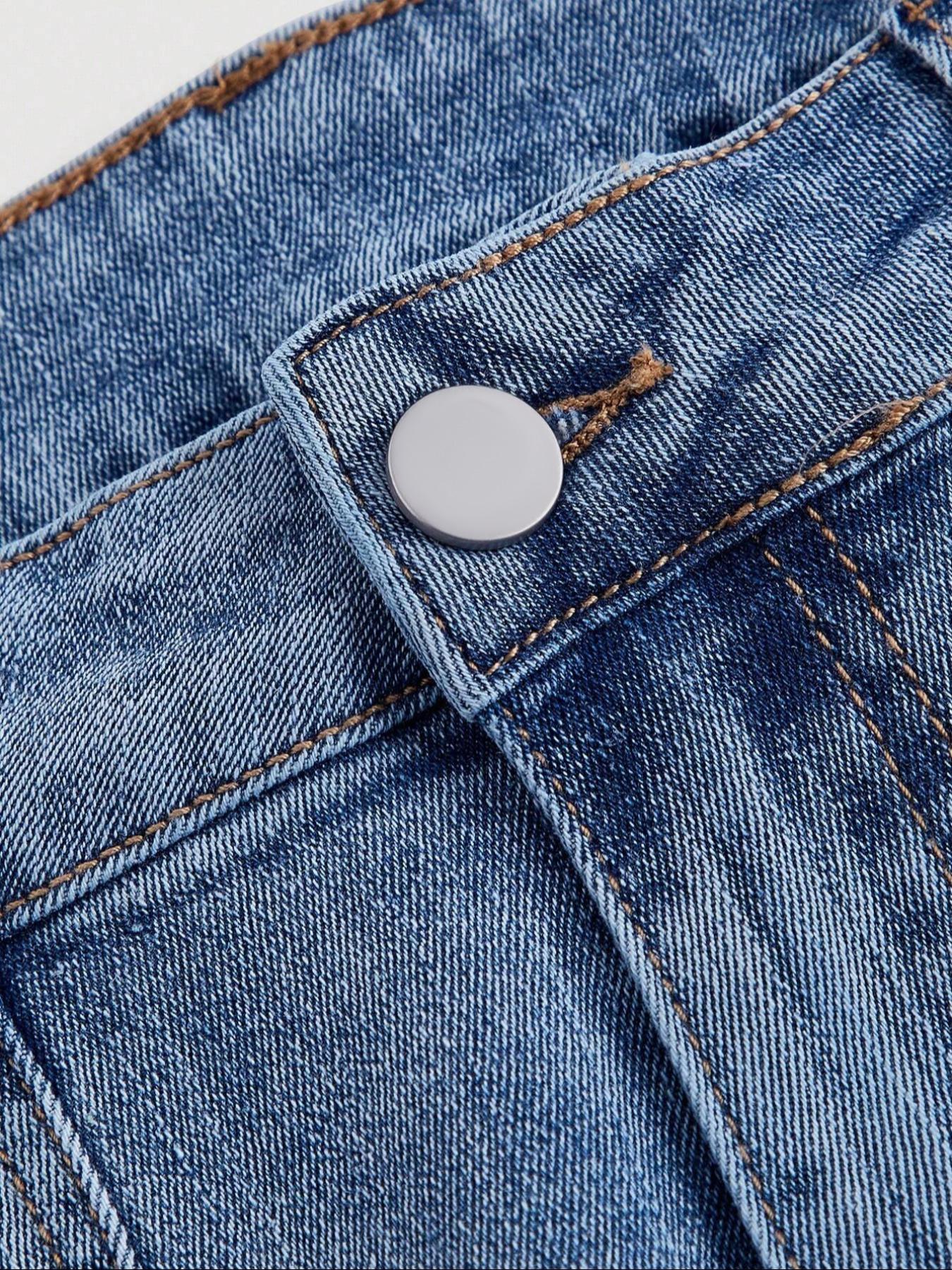 Women's New Bell Bottom Wrap Jeans Trendy Fashion Elastic Fitted Comfort Washed Denim Jeans, Personalized Female Long Jeans, Elegant Style, All Seasons