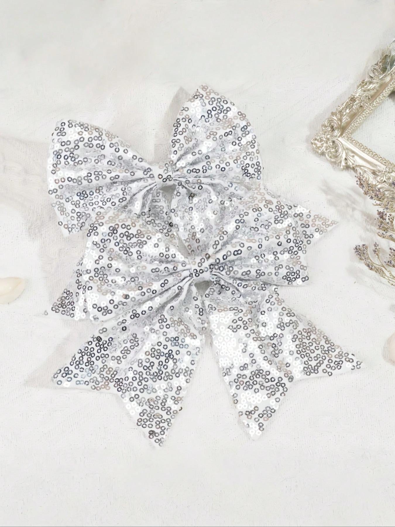 Christmas Red Sparkly Hair Bows 2 Pack Large Glitter Sequin Clips for Girls Women Perfect Holiday Party Hair Accessories