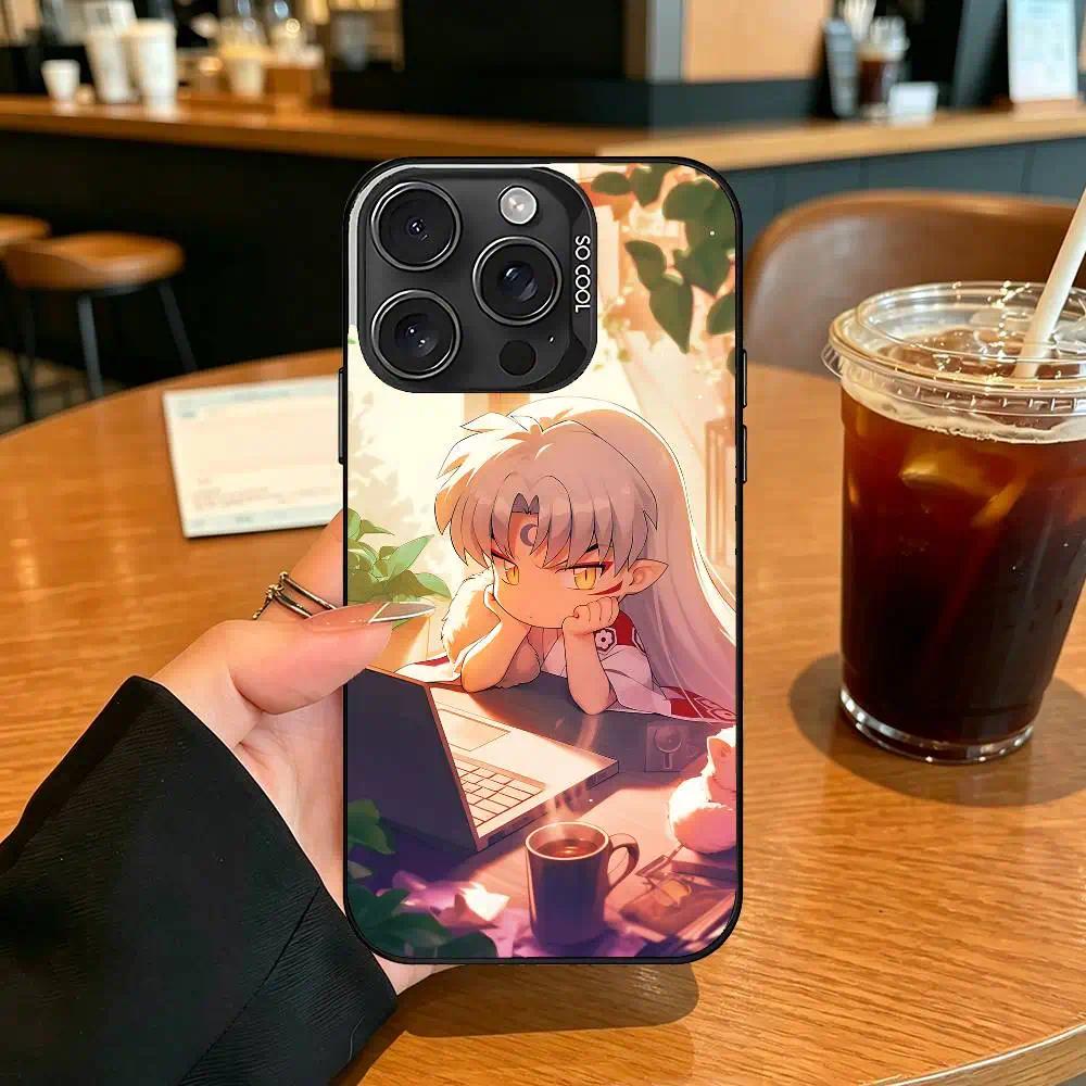 Cartoon Inuyasha Art High-Detail Silver Electroplated Shockproof Phone Case, Multi-Model Fit for iPhone 11-17 Pro Max/Plus & Samsung Galaxy S23-S25, iPhone & Galaxy Compatible Mobile Phone Accessory, Ios & Android