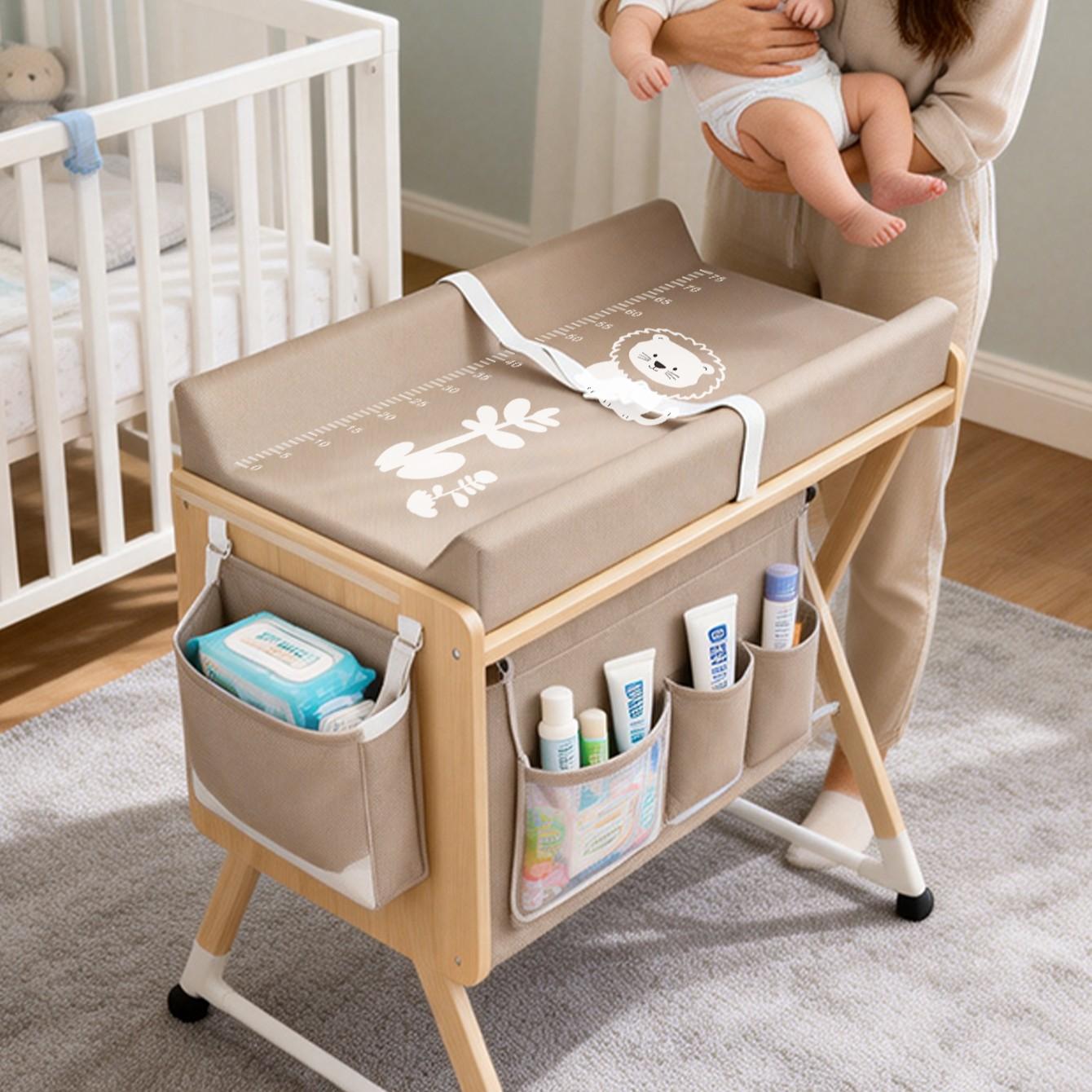 Baby Changing Table with PU Diaper Pad, Leather Infant Care Dressing Table, Baby Massage Mat, Compressed Packaging, Pure Color PU Diaper Table