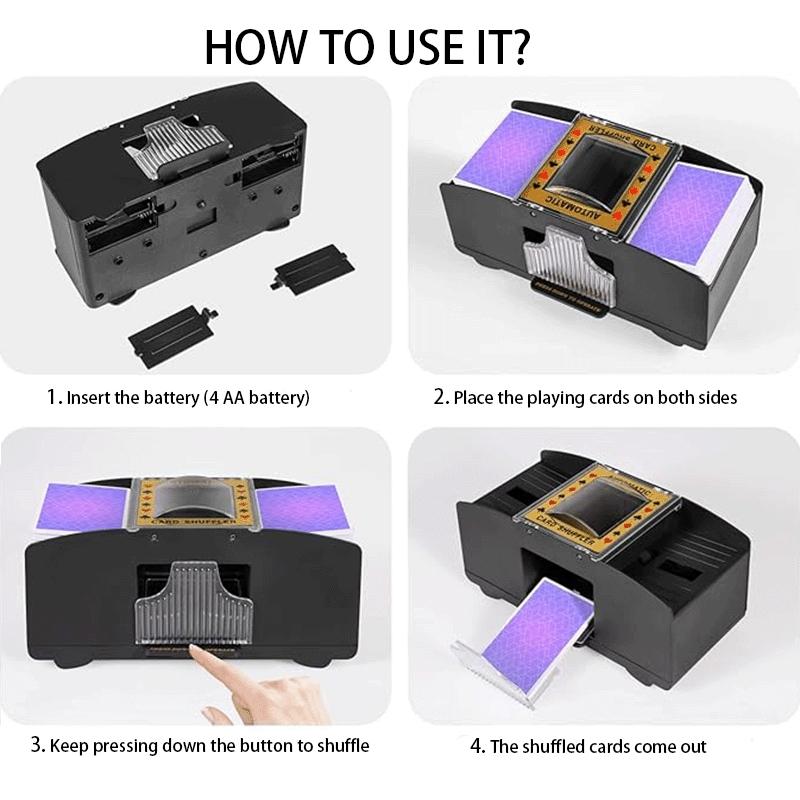 Portable Battery-Operated Automatic Card Shuffler, Ideal for Home Game Nights and Parties, No AA Batteries Included, Suitable for Various Gaming Cards