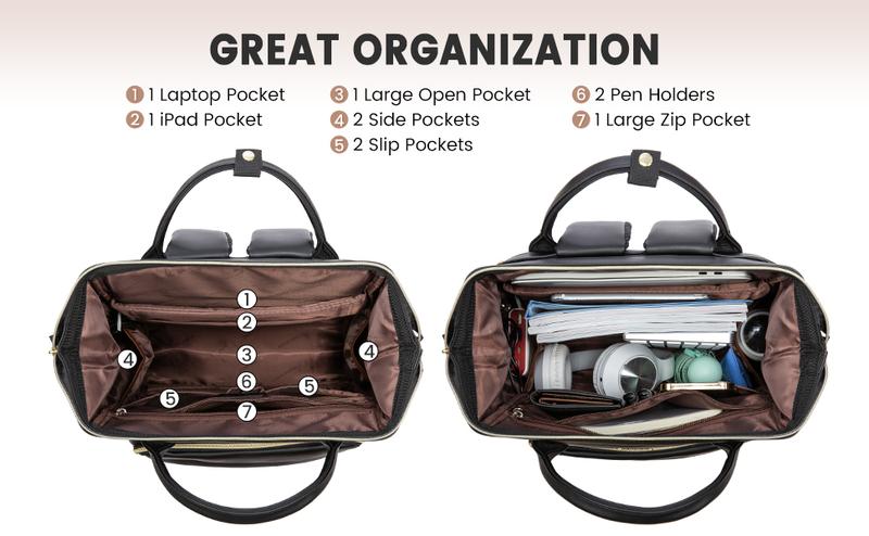 【Valentine's Day Gift】LOVEVOOK Vegan Leather Laptop Backpack with USB Port for Women - College,  Business, Work, Teacher, Travel, School Backpack,TikTokShopJumpstartSale