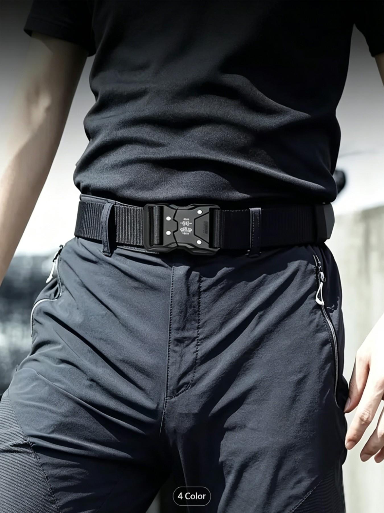 3pcs Men's Fashion Belts, Quick-Release, 4 Colors, Durable Nylon, 49.2in X 1.49in, Commuter Belt, Stylish and Practical Accessory