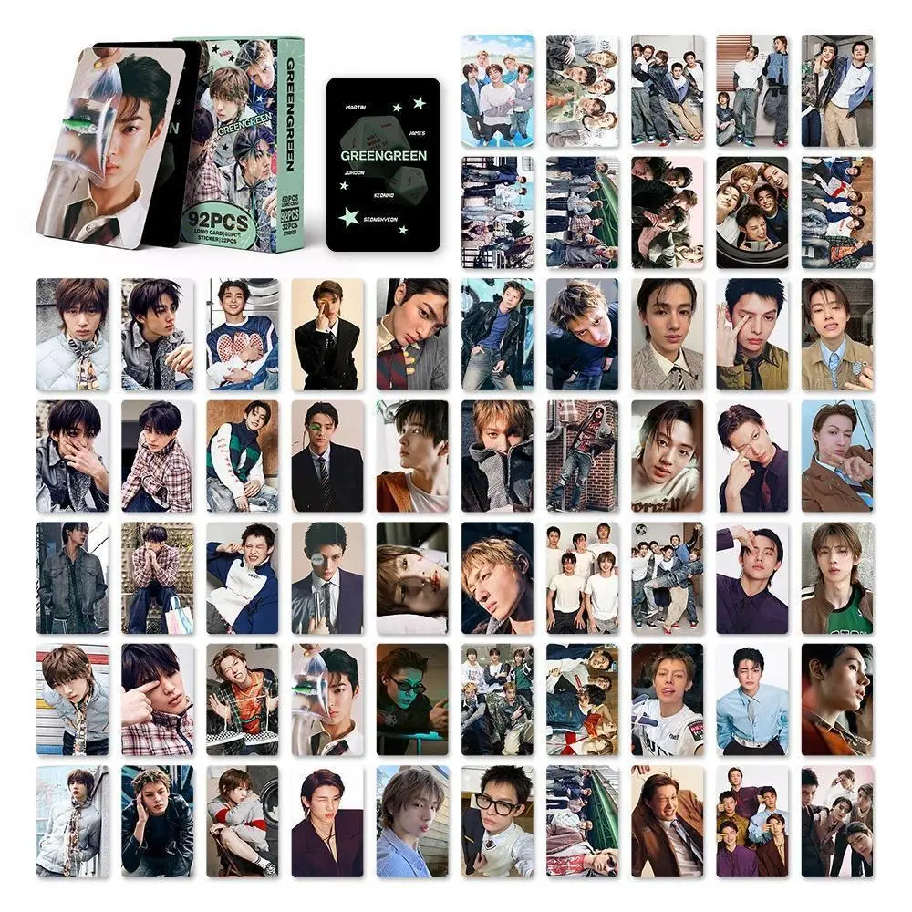 92Pcs/Set Idol Boy CORTIS New Album GREENGREEN Lomo Cards Stickers Postcards Martin James Juhoon Seonghyeon Keonho Fans Gifts