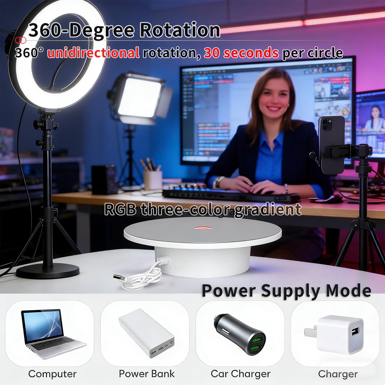 2Pcs 6 Inch 8 Inch The 360° electric rotating display stand, Display Holder, has a diameter of 15 CM 20 CM, The USB electric rotating table rotates clockwise and is suitable for jewelry, lipstick, watches, photography, figurines, live streaming 2Pcs 6 Inch 8 Inch The 360° electric rotating display stand, Display Holder, has a diameter of 15 CM 20 CM, The USB electric rotating table rotates clockwise and is suitable for jewelry, lipstick, watches, photography, figurines, live streaming