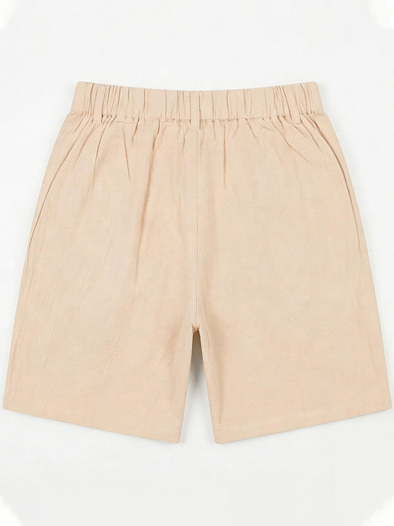 Men's Linen Woven Quick-Dry Solid Color Running Fitness Sports Casual Shorts, Above the Knee, Natural Waist, Fitted, H Type