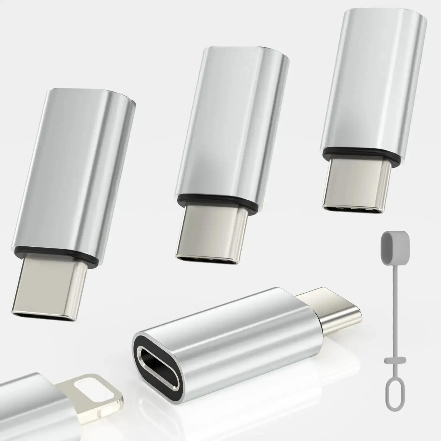 4 Pack Lightning to USB C Adapter for iPhone 16/16 Pro/16 Pro Max/16 Plus/iPhone 15/15 Pro, Samsung S24, Type C Charger Connector Cable, Support Charging and Data Transfer, Not for Audio/OTG