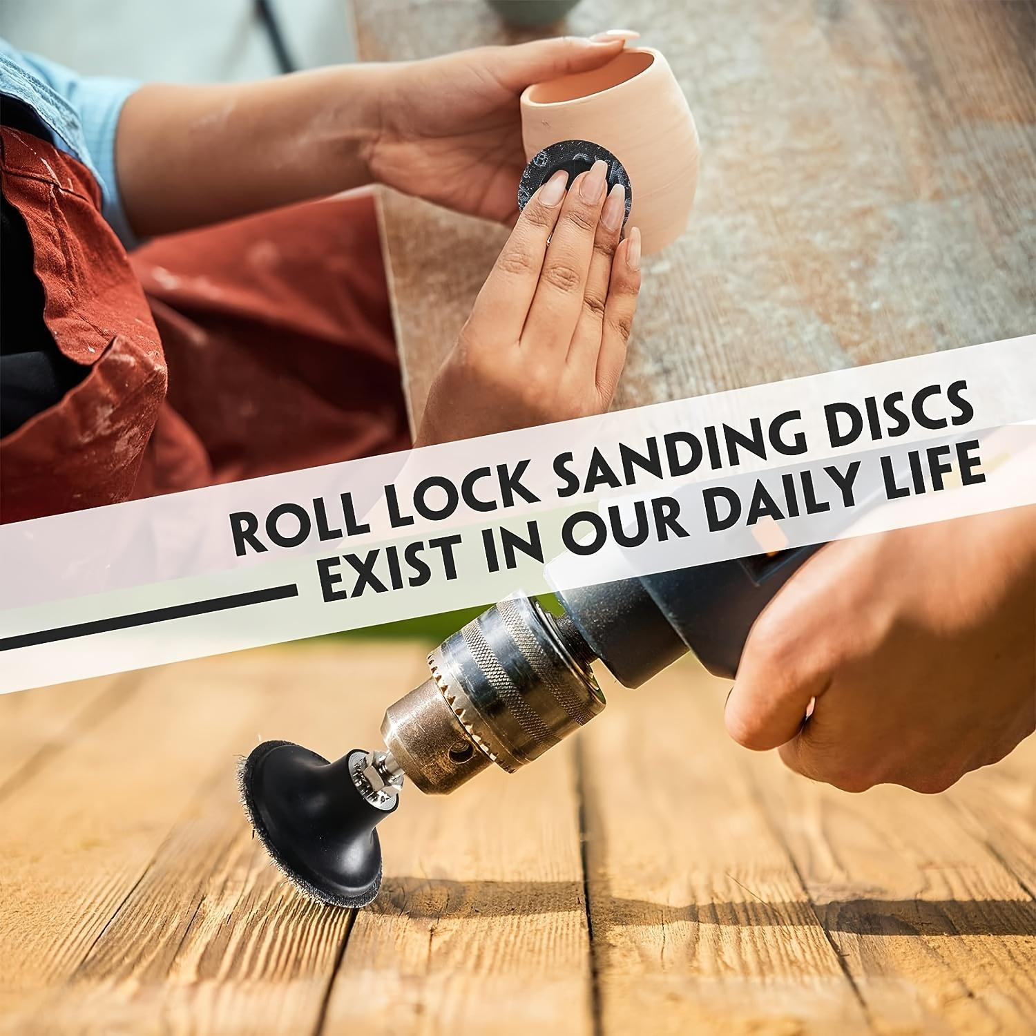 2 Inch Sanding Disc Set, Die Grinder Accessories Sanding Disc with Drill Adapter, Roll Lock Discs for Power Tool Die Grinder Surface Prep Strip Grind Polish Burr Remove