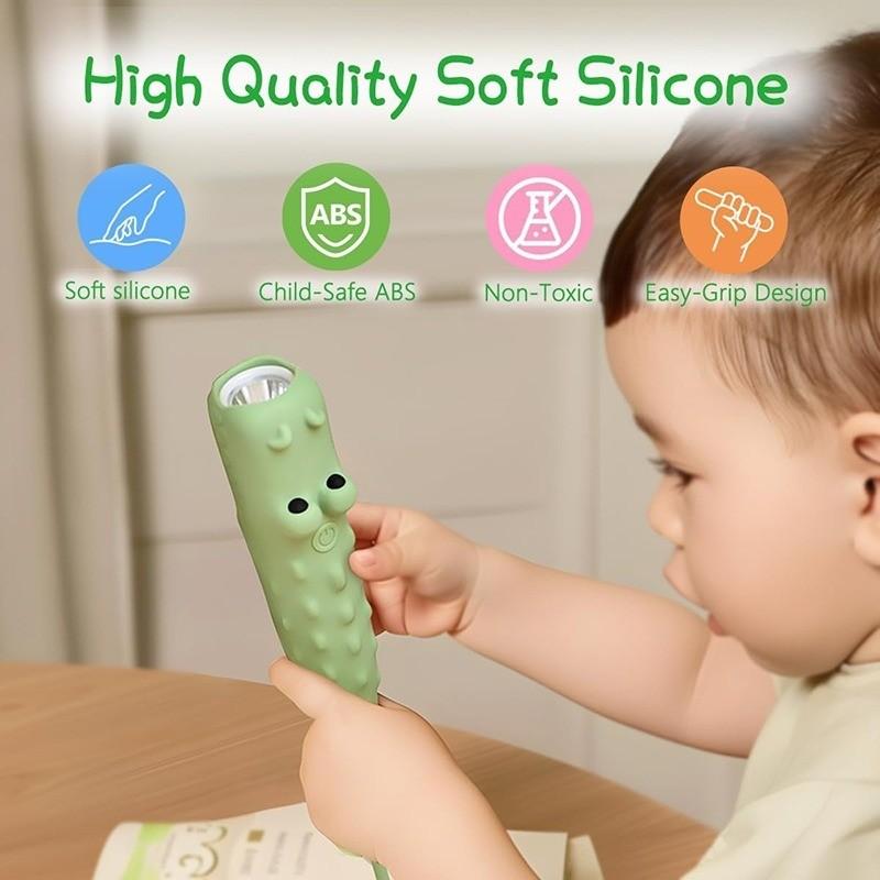 1PC Rechargeable Crocodile LED Flashlight, Cute Animal Shaped Silicone Flashlight, Comfortable Touch Long Press to Adjust Brightness Portable Outdoor Lighting Creative Light,for Camping, Night Walks and Home Use, Handheld Flash Light