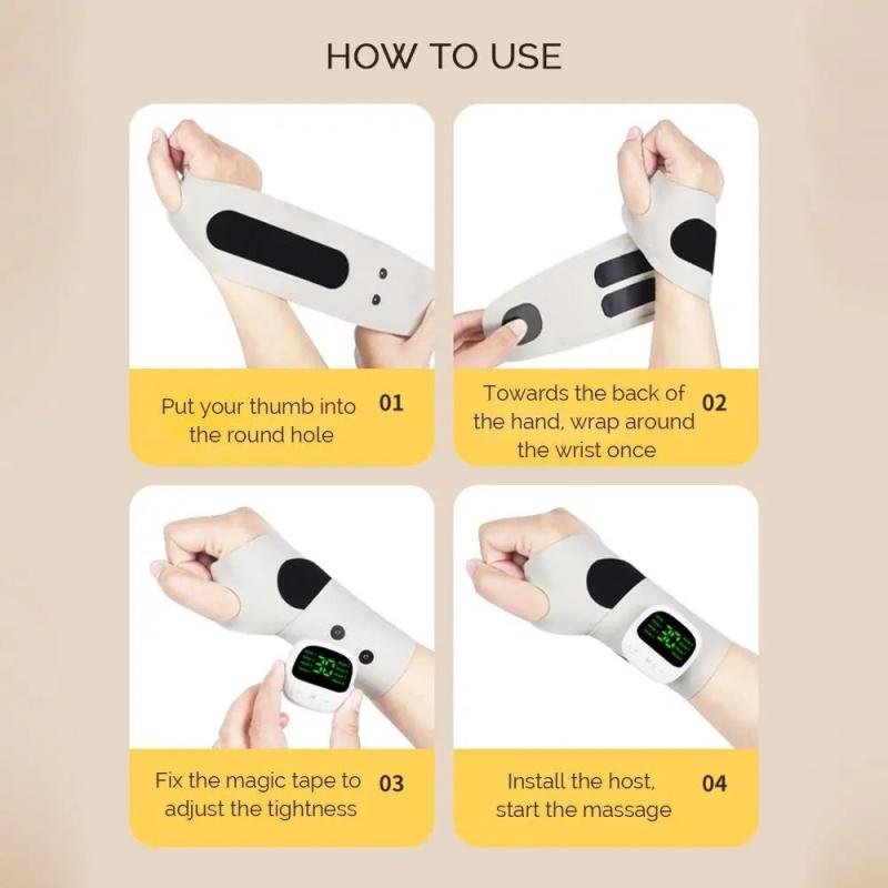 Hand Massager Wrist EMS Pulse Therapy Device for Carpal Tunnel & Arthritis Relief 10 Modes 29 Levels with Microcurrent for Hands & Wrist Portable Therapy Gift for Men Women
